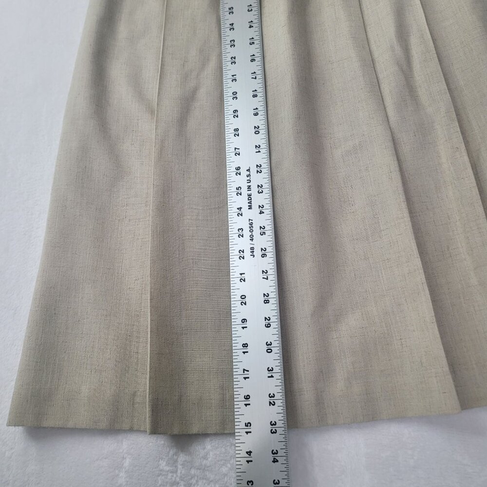 VTG Orvis Pleated Women's Beige Linen Blend Lined Maxi Skirt Size 10 Made in USA - Picture 9 of 11